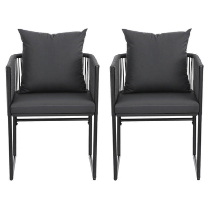 Gardeon 2PC Outdoor Dining Chairs Woven Rope Chair Patio Furniture Garden Steel
