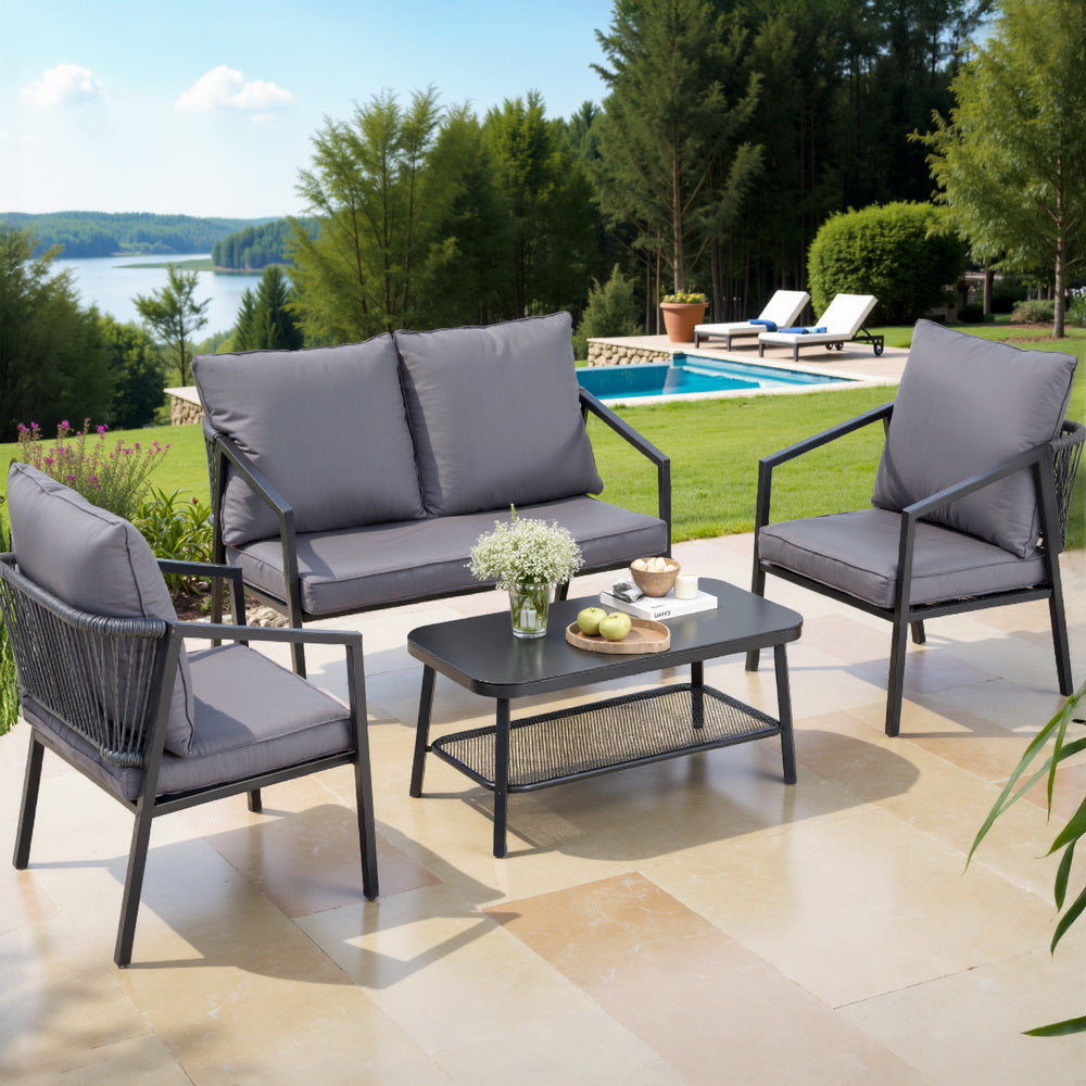 Gardeon 4 Seater Outdoor Sofa Set 4PCS Table Chair Setting Patio Furniture