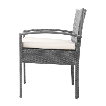 Gardeon 3PC Patio Furniture Bistro Set Wicker Outdoor Lounge Setting Grey