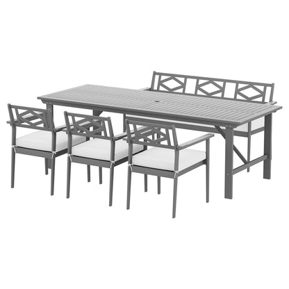 Gardeon Outdoor Dining Set 5 Piece Wooden Table Chairs Setting Grey