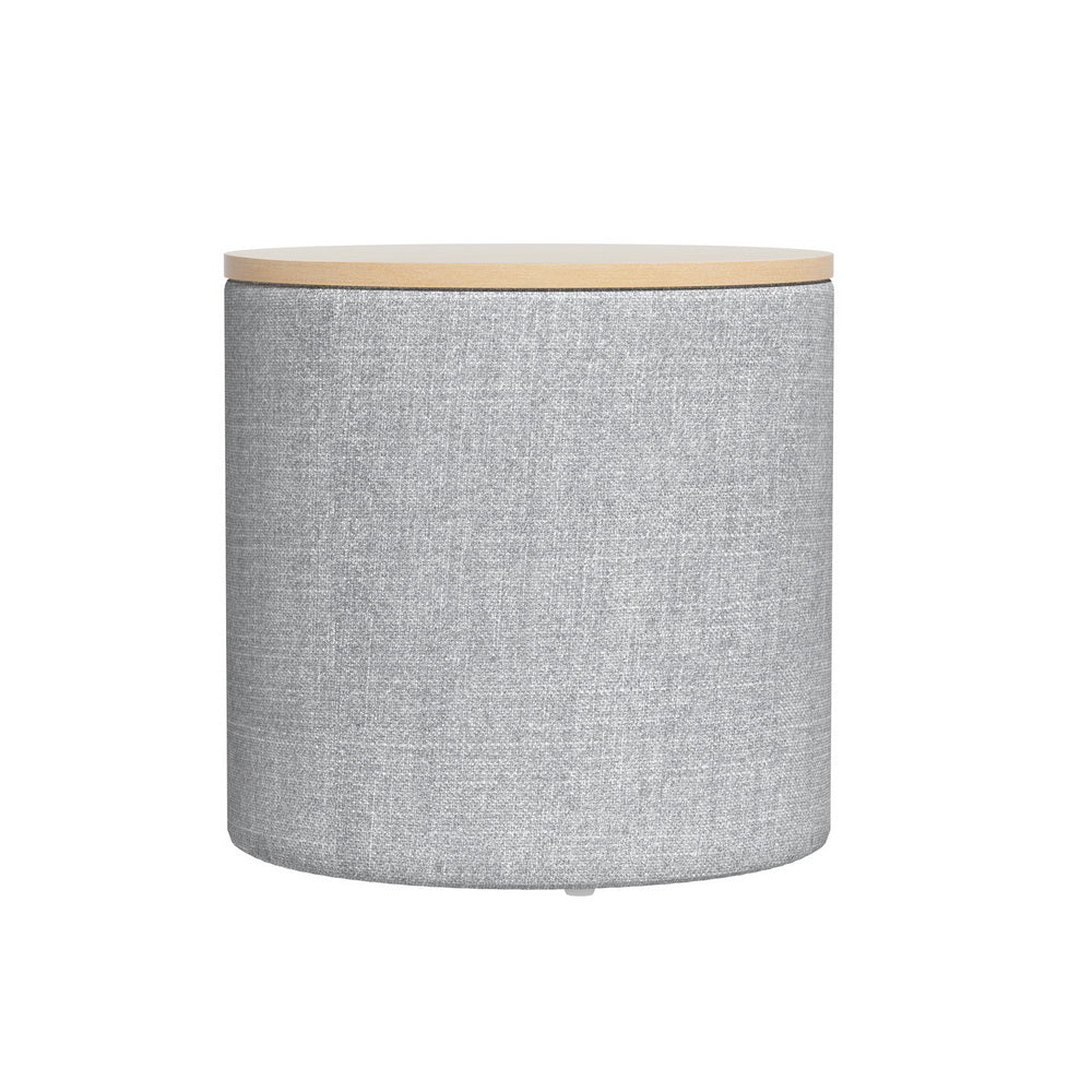 Artiss Storage Ottoman Blanket Box 40cm Linen Round Grey