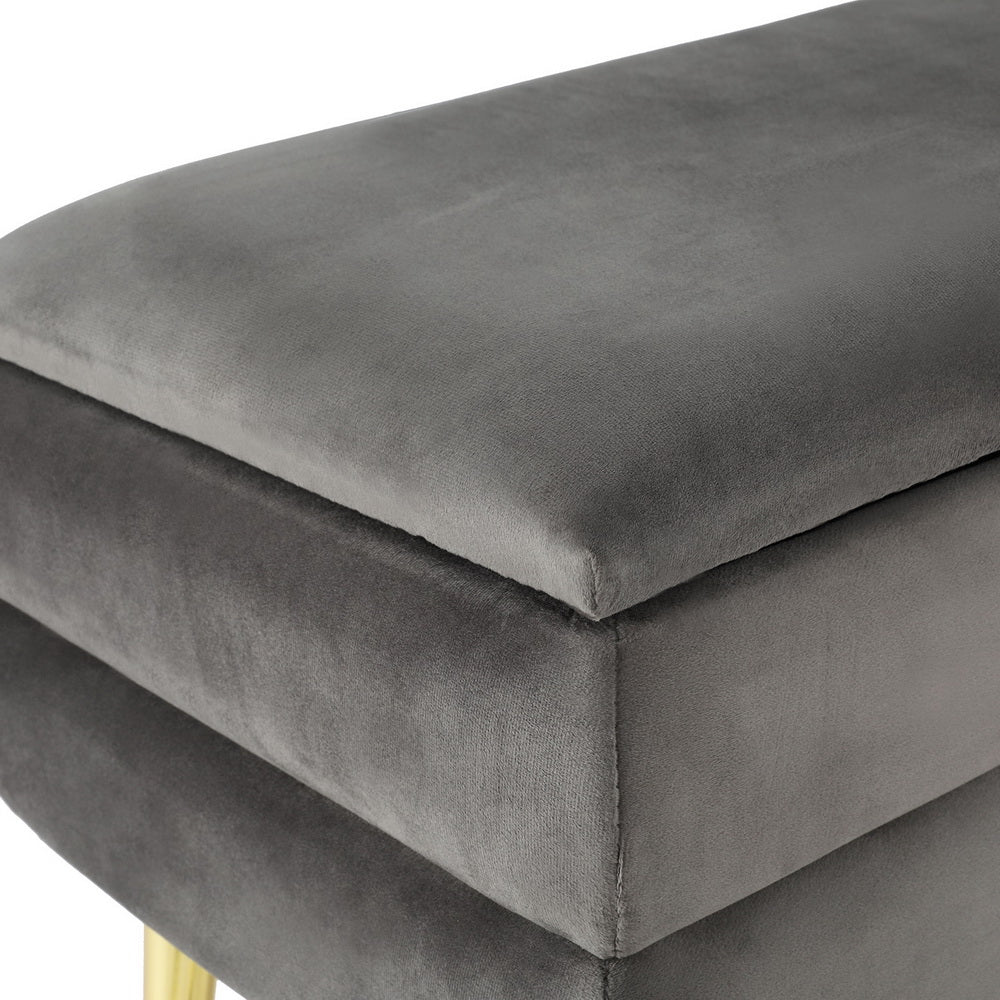 Artiss Ottoman Storage Foot Stool Velvet Grey