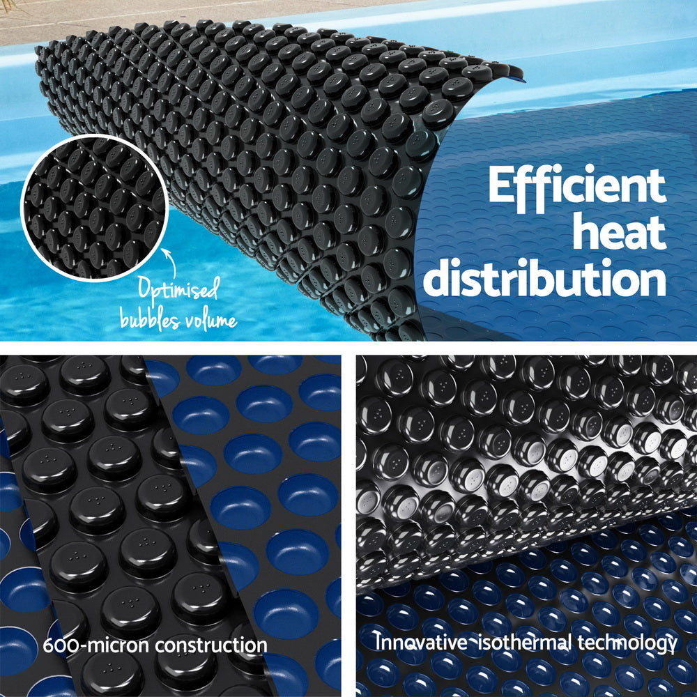 Aquabuddy Pool Cover 600 Micron 6.5x3m w/ Roller 4m Swimming Pools Black Solar Blanket