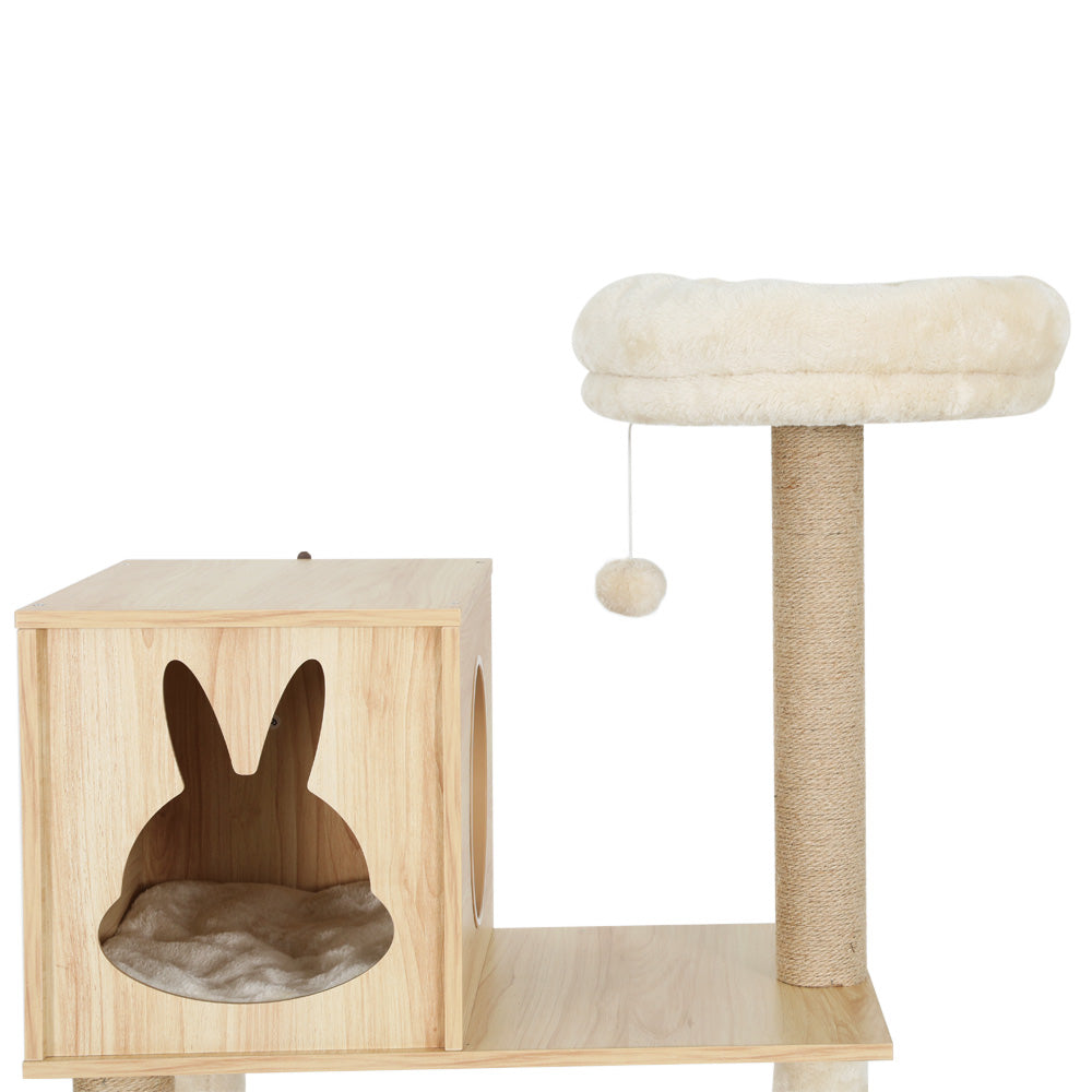 i.Pet Cat Tree 141cm Tower Scratching Post Scratcher Wood Bed Condo Toys House Ladder