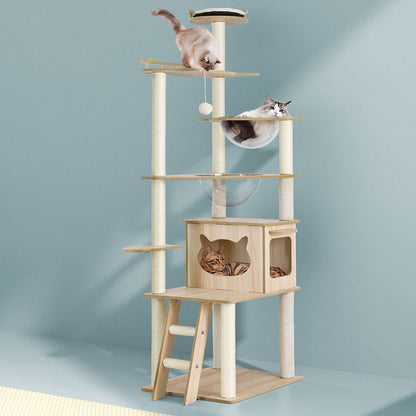 i.Pet Cat Tree Tower Scratching Post Scratcher 174cm Wood Bed Condo House Ladder