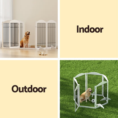 i.Pet Dog Playpen Enclosure 6 Panel Pet Fence Wooden Play Pen