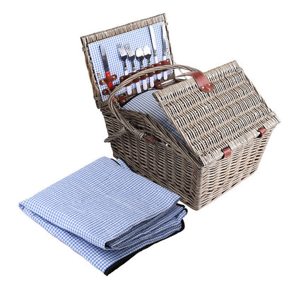 Alfresco 4 Person Picnic Basket Set Baskets Insulated Blanket Bag