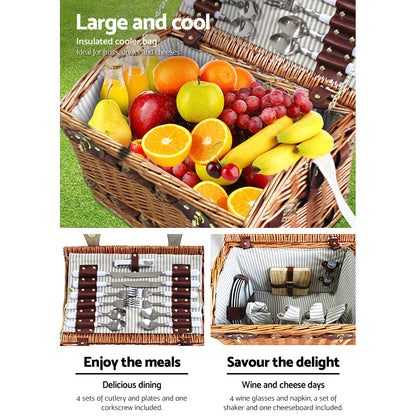 Alfresco 4 Person Picnic Basket Set Storage Blanket