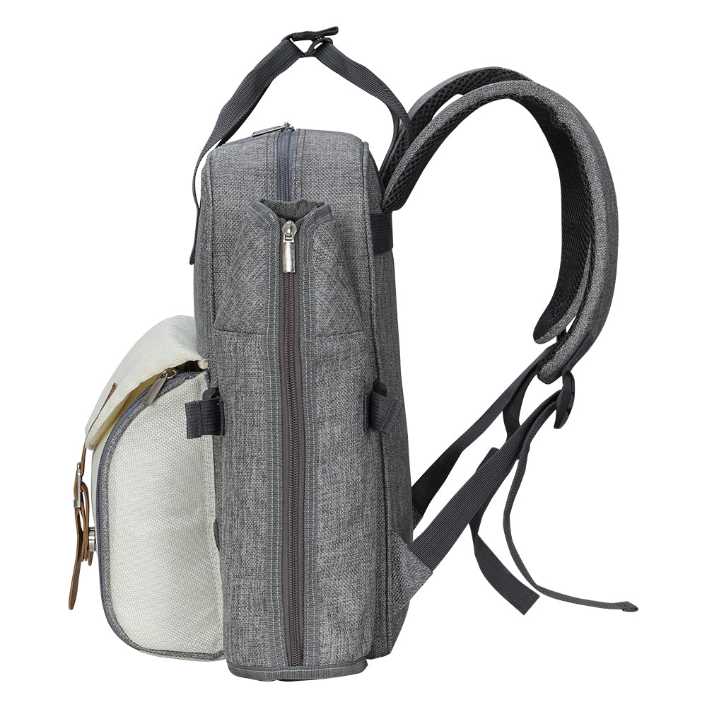 Alfresco 4 Person Picnic Basket Set Backpack Bag Insulated Grey