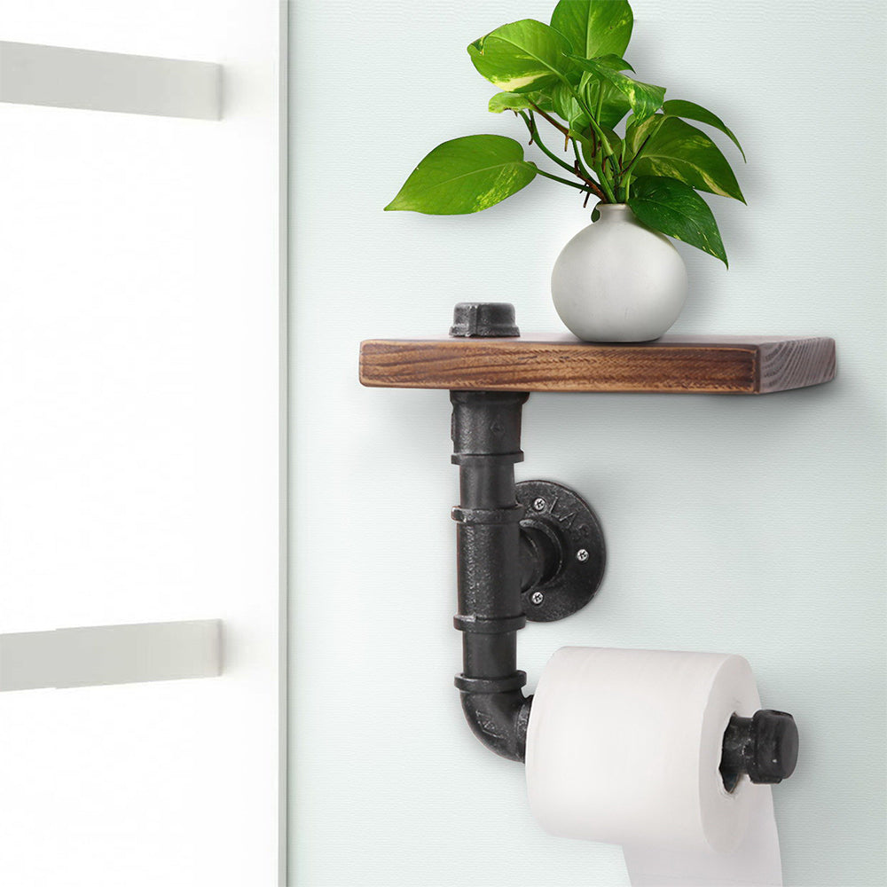 Artiss Floating DIY Pipe Shelf Toilet Paper Holder