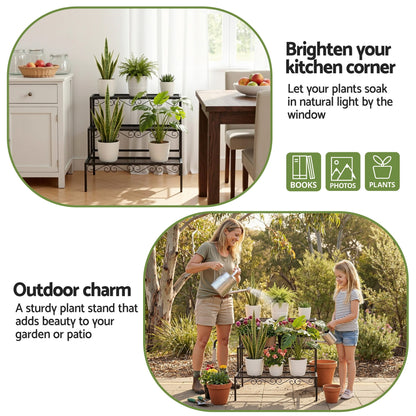 Artiss Plant Stand 3 Tier Metal Corner Plant Shelf Multiple Flower Holder Rack