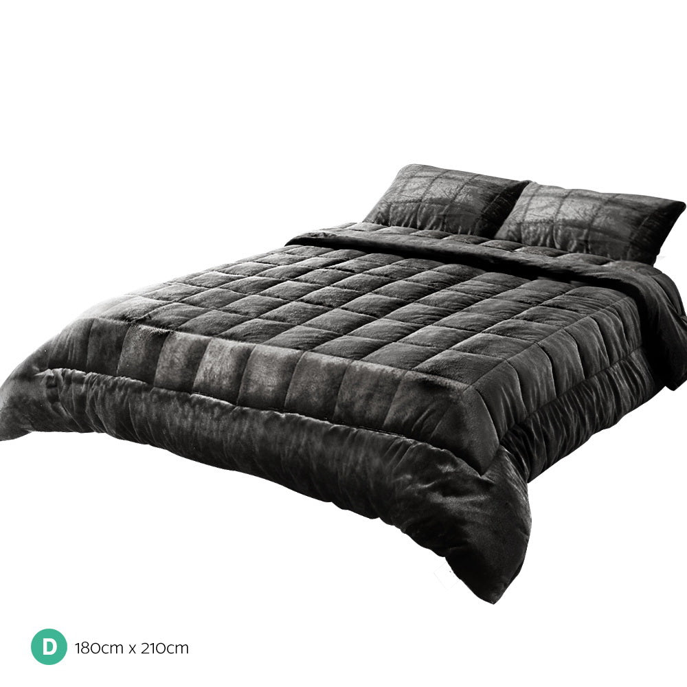 Giselle Bedding Faux Mink Quilt Charcoal Double