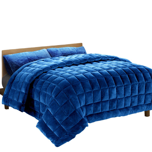 Giselle Bedding Faux Mink Quilt Blue Queen