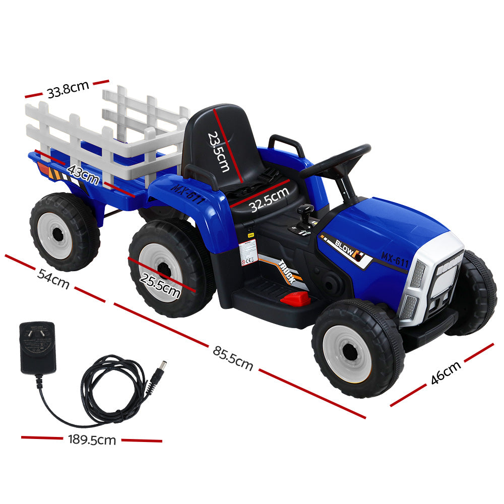 Rigo Kids Electric Ride On Car Tractor Toy Cars 12V Blue