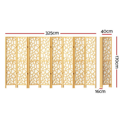 Artiss 8 Panel Room Divider Screen 325x170cm Clover Natural