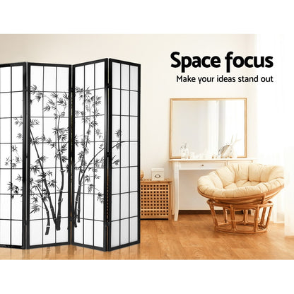 Artiss 8 Panel Room Divider Screen 348x179cm Bamboo Black White