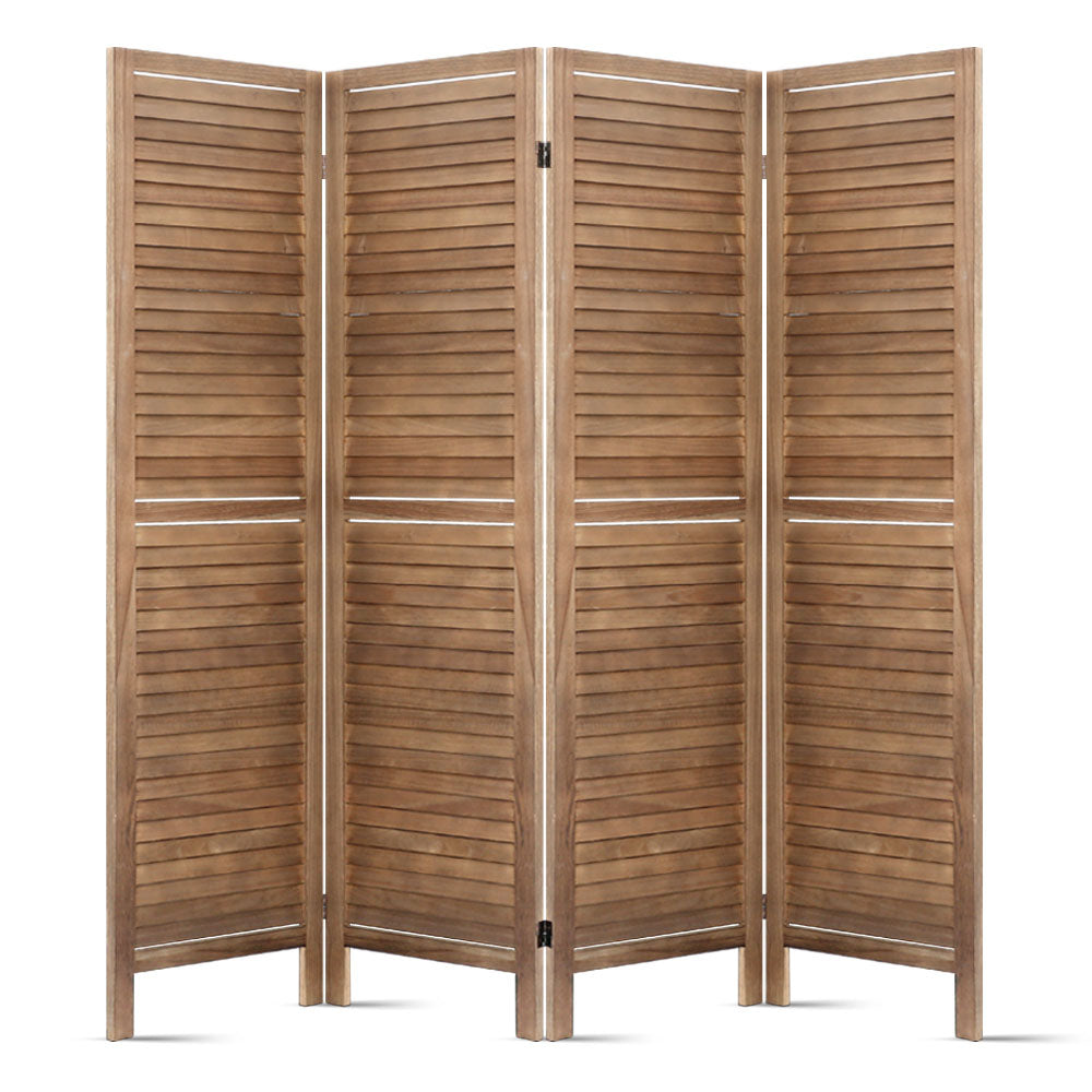 Artiss 4 Panel Room Divider Screen 160x170cm Louver Oak