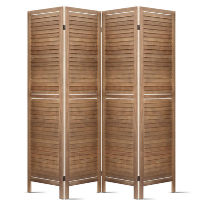 Artiss 4 Panel Room Divider Screen 160x170cm Louver Oak