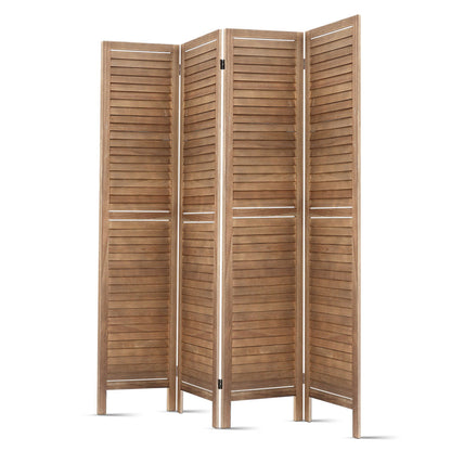 Artiss 4 Panel Room Divider Screen 160x170cm Louver Oak