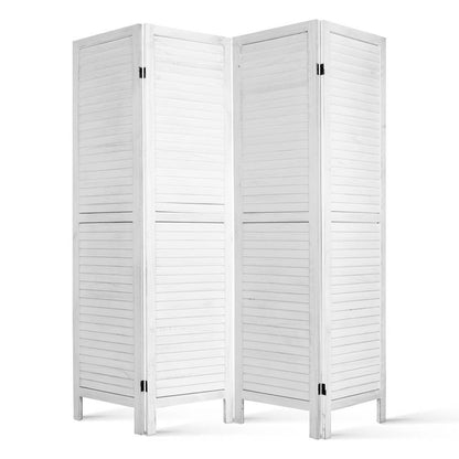 Artiss 4 Panel Room Divider Screen 163x170cm Louver White