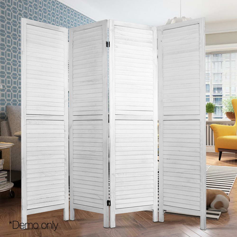 Artiss 4 Panel Room Divider Screen 163x170cm Louver White