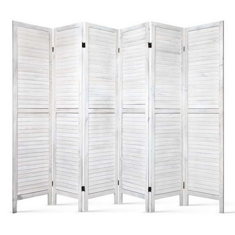 Artiss 6 Panel Room Divider Screen 245x170cm Louver White