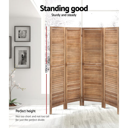 Artiss 8 Panel Room Divider Screen 326x170cm Louver Oak