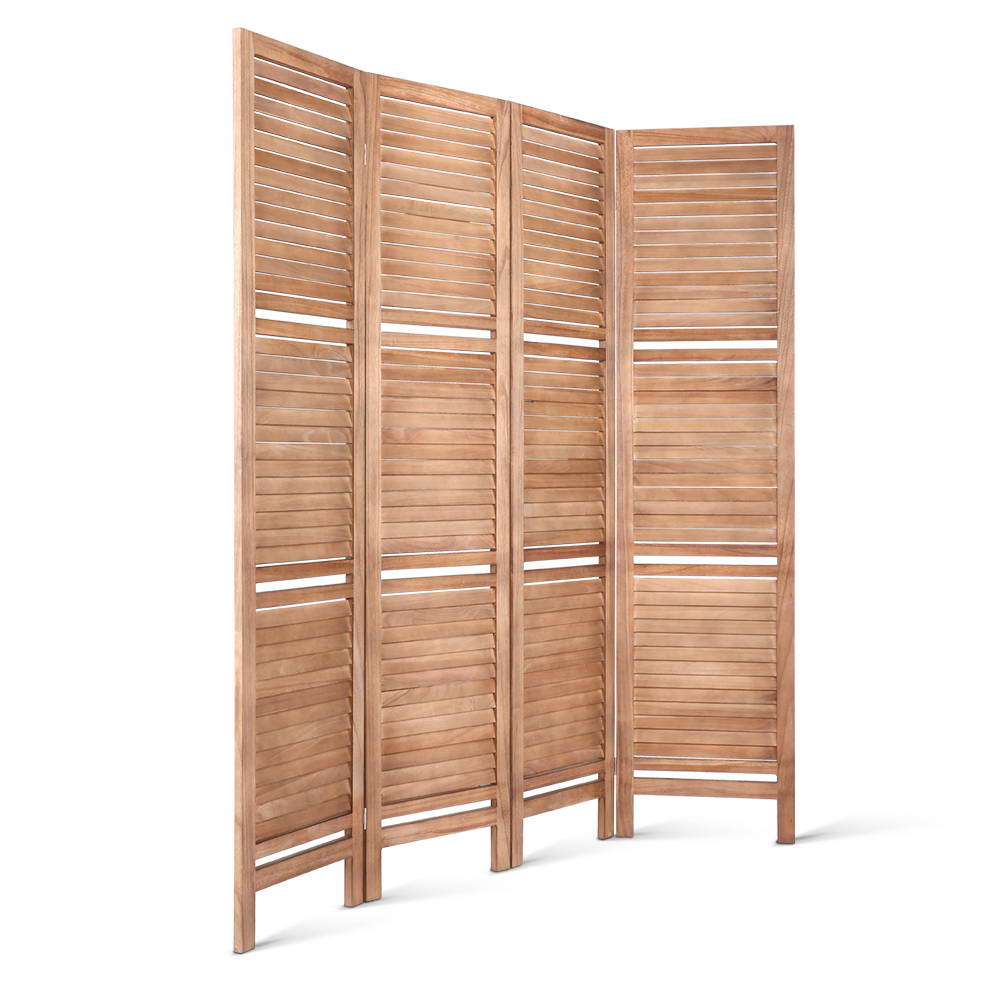 Artiss 4 Panel Room Divider Screen 163x170cm Shelf Oak