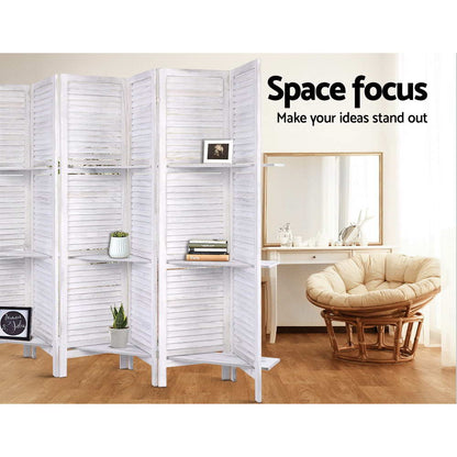 Artiss 8 Panel Room Divider Screen 326x170cm Shelf White