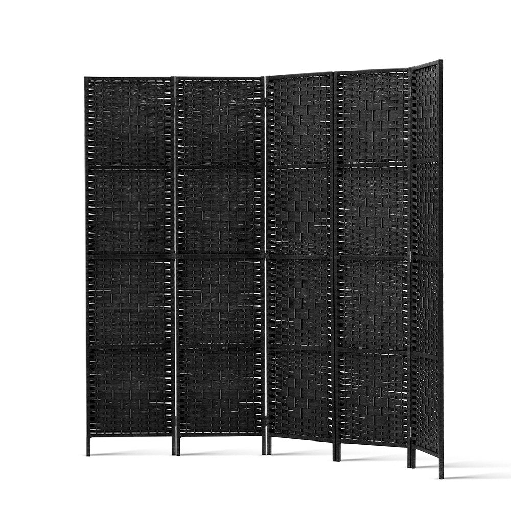 Artiss 4 Panel Room Divider Screen 163x170cm Woven Black