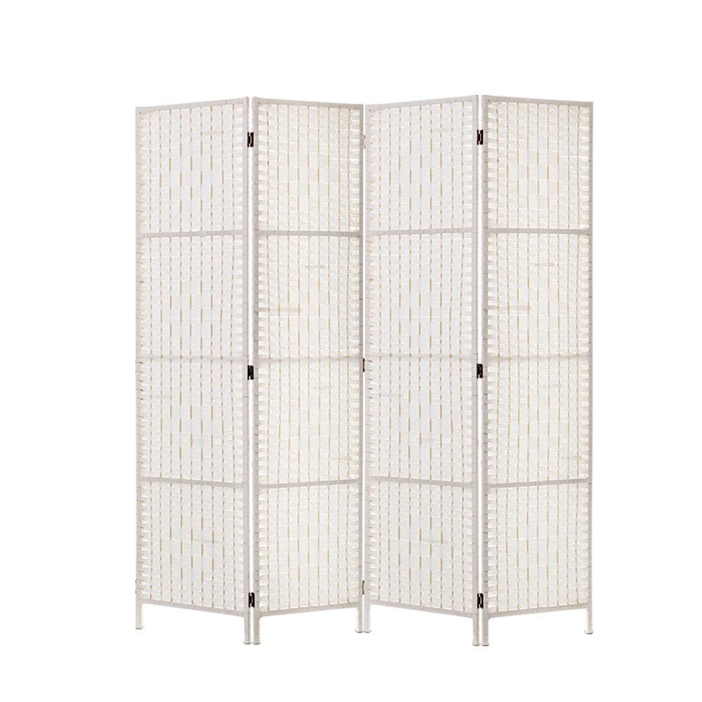 Artiss 4 Panel Room Divider Screen 163x170cm Woven White