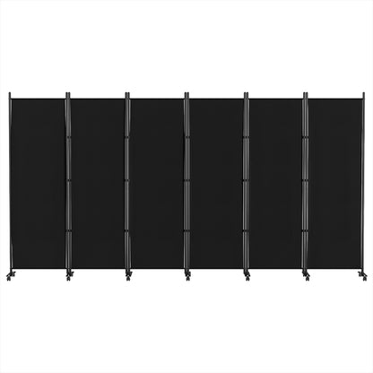 Artiss 6 Panel Room Divider Screen 323cm Wheel Fabric Black