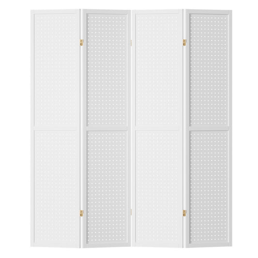 Artiss 4 Panel Room Divider Screen 164x170cm Pegboard White