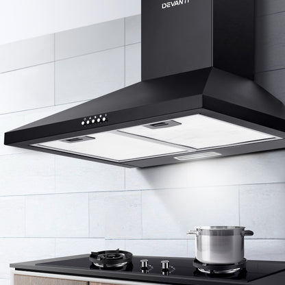 Devanti 600mm Range Hood 60cm Rangehood Black