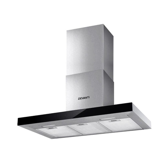 Devanti 900mm Range Hood 90cm Rangehood Glass Stainless Steel