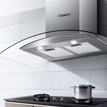 Devanti 900mm Range Hood 90cm Rangehood Glass Canopy