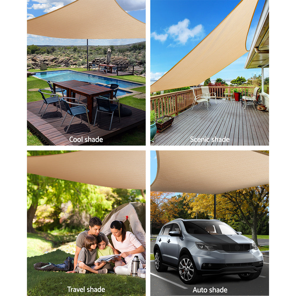 Instahut Shade Sail 6x8m Rectangle 185GSM 95% Sand Shade Cloth