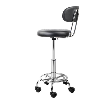 Artiss Salon Stool Swivel Chair Backrest Black