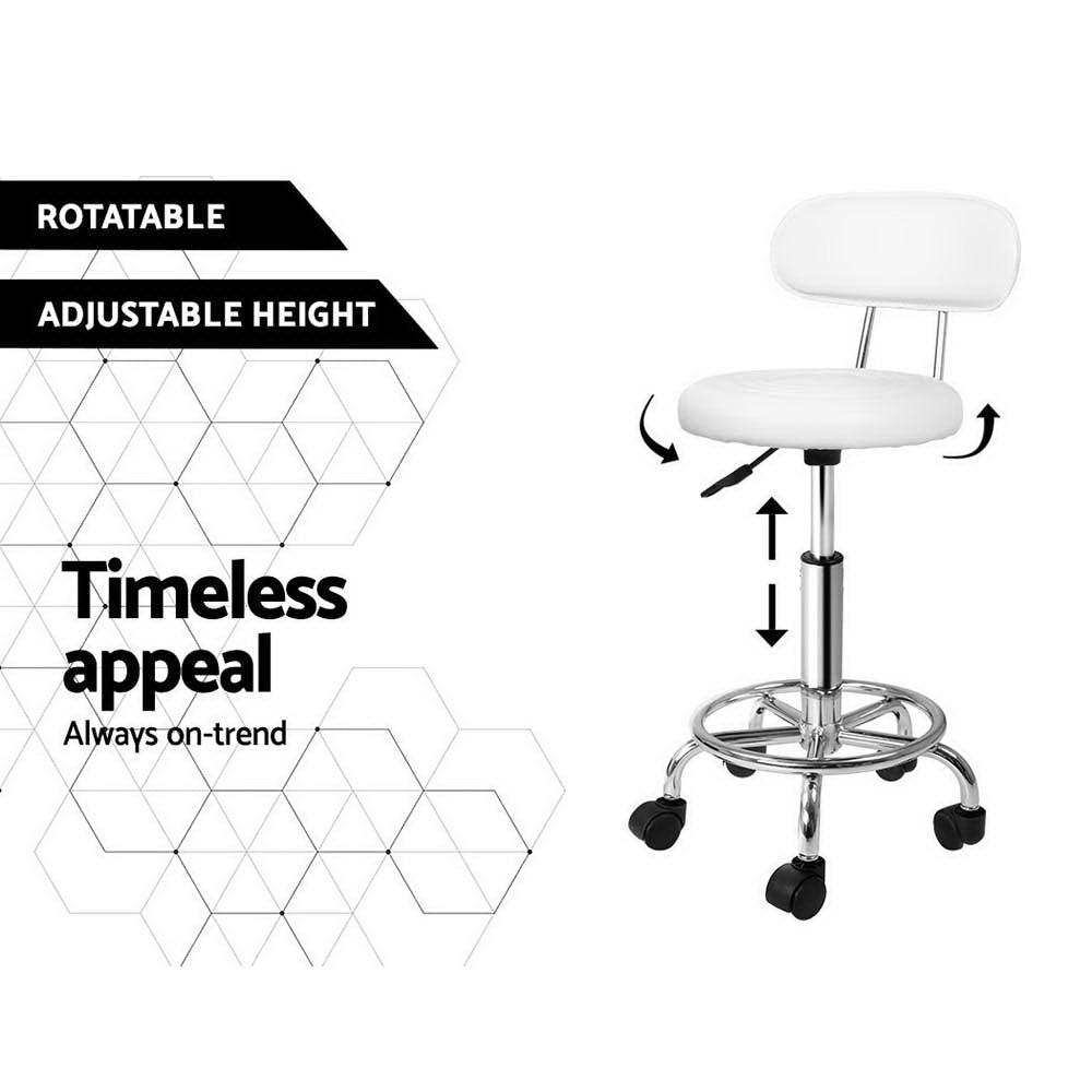 Artiss 2x Salon Stool Swivel Chair Backrest White