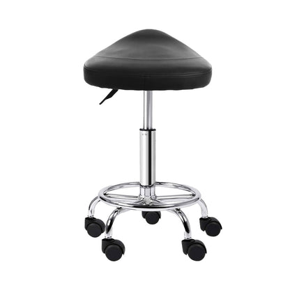 Artiss 2x Salon Stool Saddle Swivel Chair Black