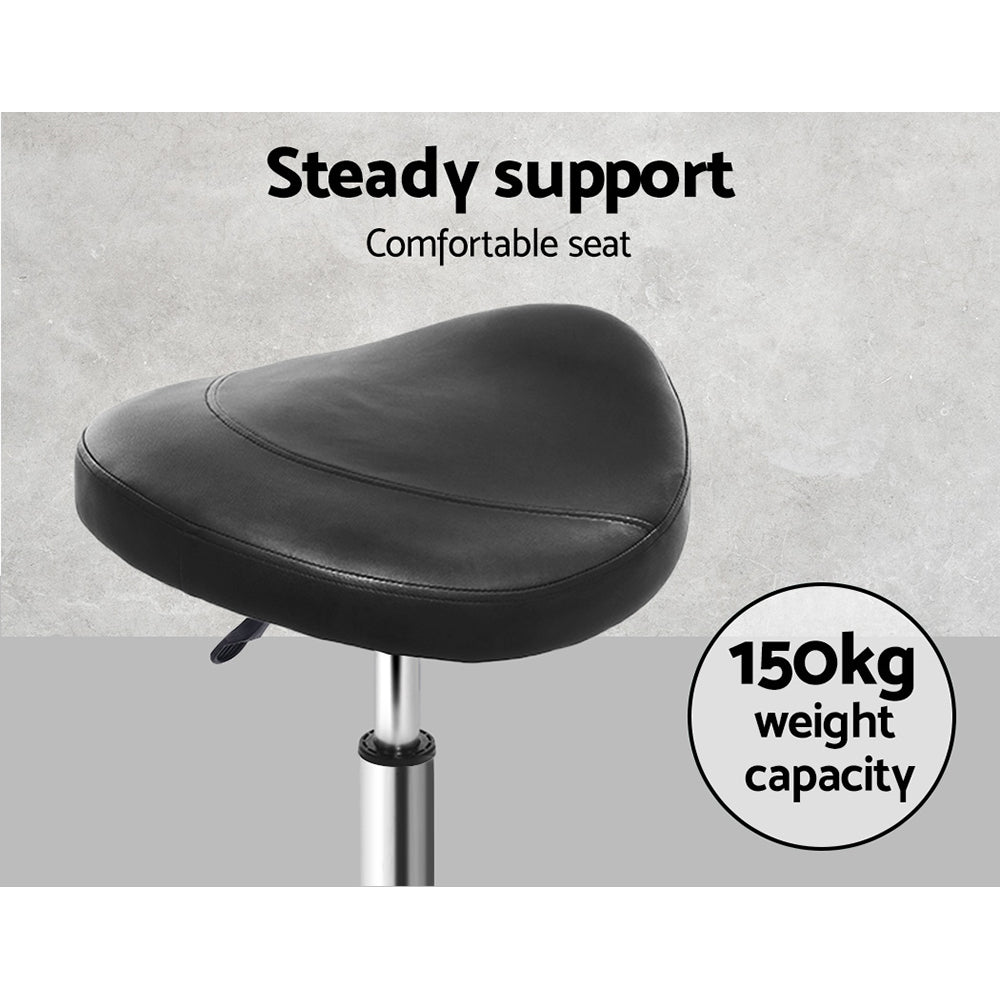 Artiss 2x Salon Stool Saddle Swivel Chair Black