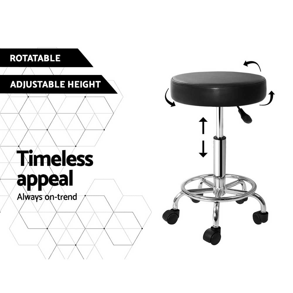 Artiss Salon Stool Round Swivel Chair Black