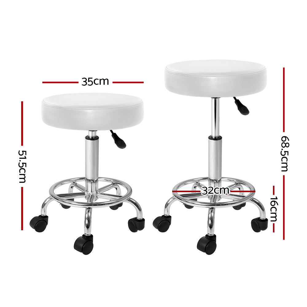 Artiss Salon Stool Round Swivel Chair White