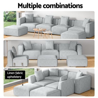 Artiss Modular Sofa Chaise Set 6-Seater Grey