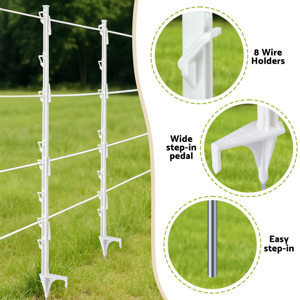 Giantz Electric Fence Posts 20pcs Electric Fence Poly White