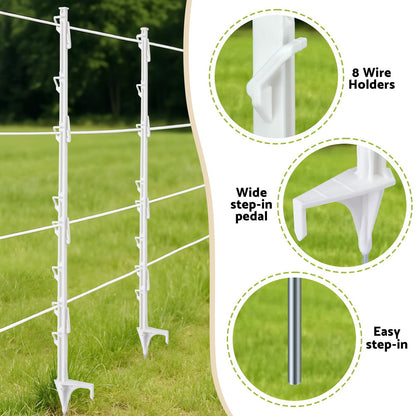 Giantz Electric Fence Posts 20pcs Electric Fence Poly White