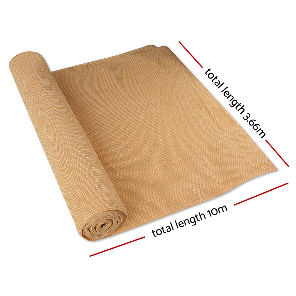 Instahut 50% Shade Cloth 3.66x10m Shadecloth Sail Heavy Duty Beige