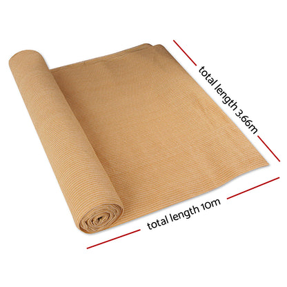 Instahut 90% Shade Cloth 3.66x10m Shadecloth Sail Heavy Duty Beige