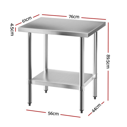 Cefito Stainless Steel Kitchen Bench Work Table 610 x760MM 430