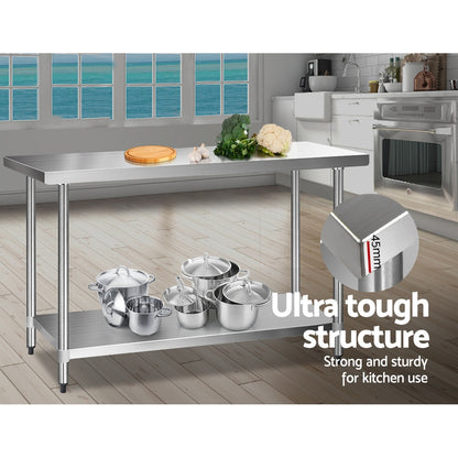 Cefito 1524x610mm Stainless Steel Kitchen Bench 430